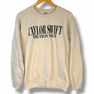 Gildan Taylor Swift Eras Tour LA Crewneck Sweatshirt Beige Long Sleeve Small